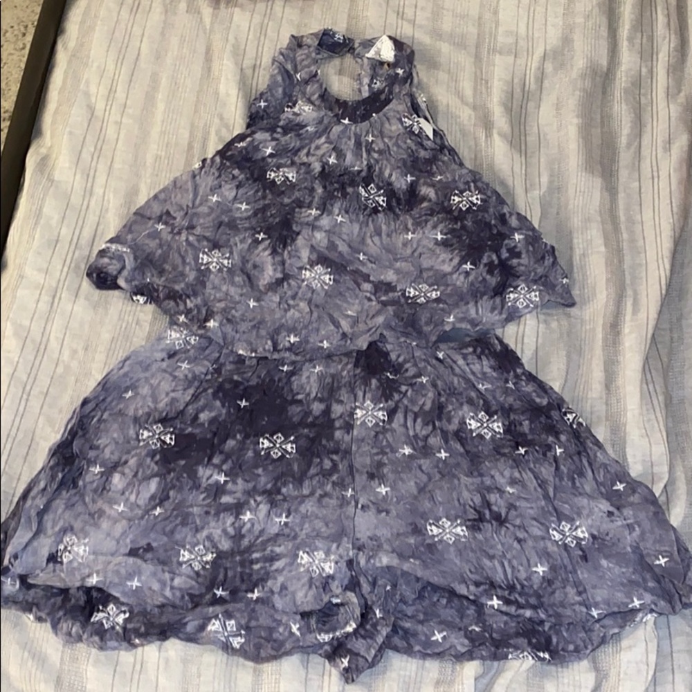 Blue tie dye romper